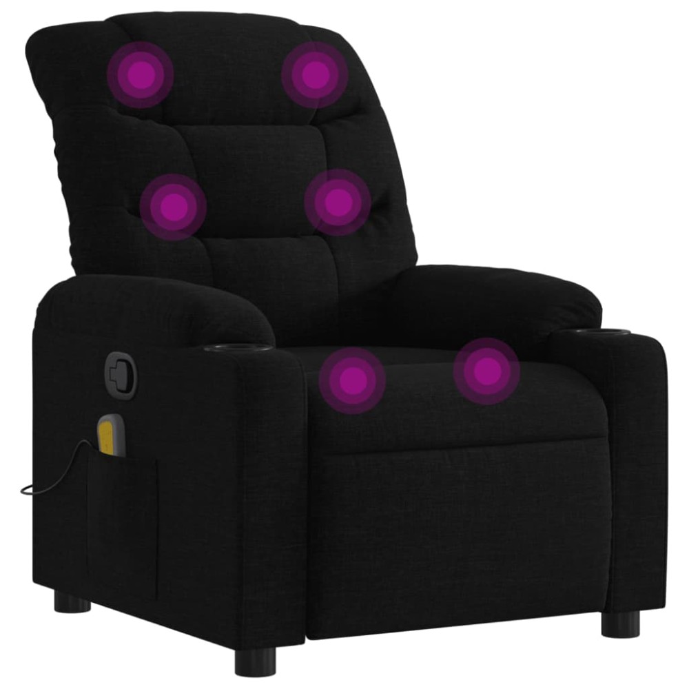 vidaXL Fotoliu de masaj rabatabil, negru, material textil