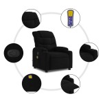vidaXL Fotoliu de masaj rabatabil, negru, material textil vidaXL Fotoliu de masaj rabatabil, negru, material textil