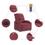 vidaXL Fotoliu de masaj rabatabil, roșu vin, material textil vidaXL Fotoliu de masaj rabatabil, roșu vin, material textil