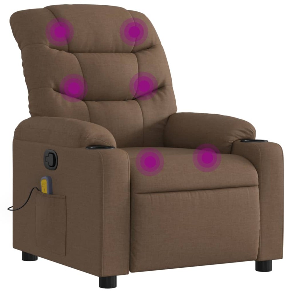 vidaXL Fotoliu de masaj rabatabil, maro, material textil