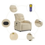 vidaXL Fotoliu rabatabil de masaj, crem, material textil