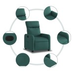 vidaXL Fotoliu rabatabil, verde închis, material textil vidaXL Fotoliu rabatabil, verde închis, material textil