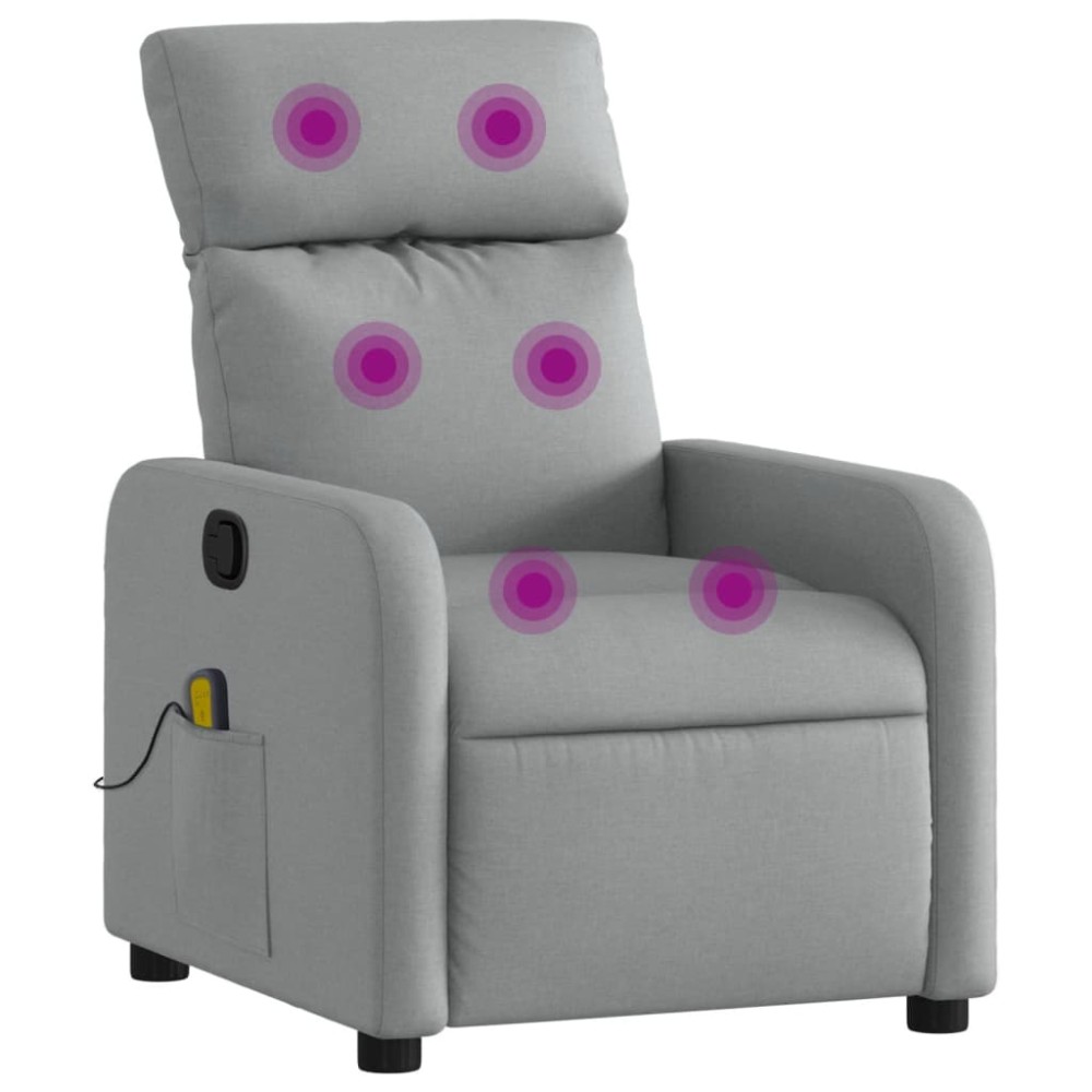 vidaXL Fotoliu de masaj rabatabil, gri deschis, textil