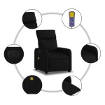 vidaXL Fotoliu de masaj rabatabil, negru, material textil