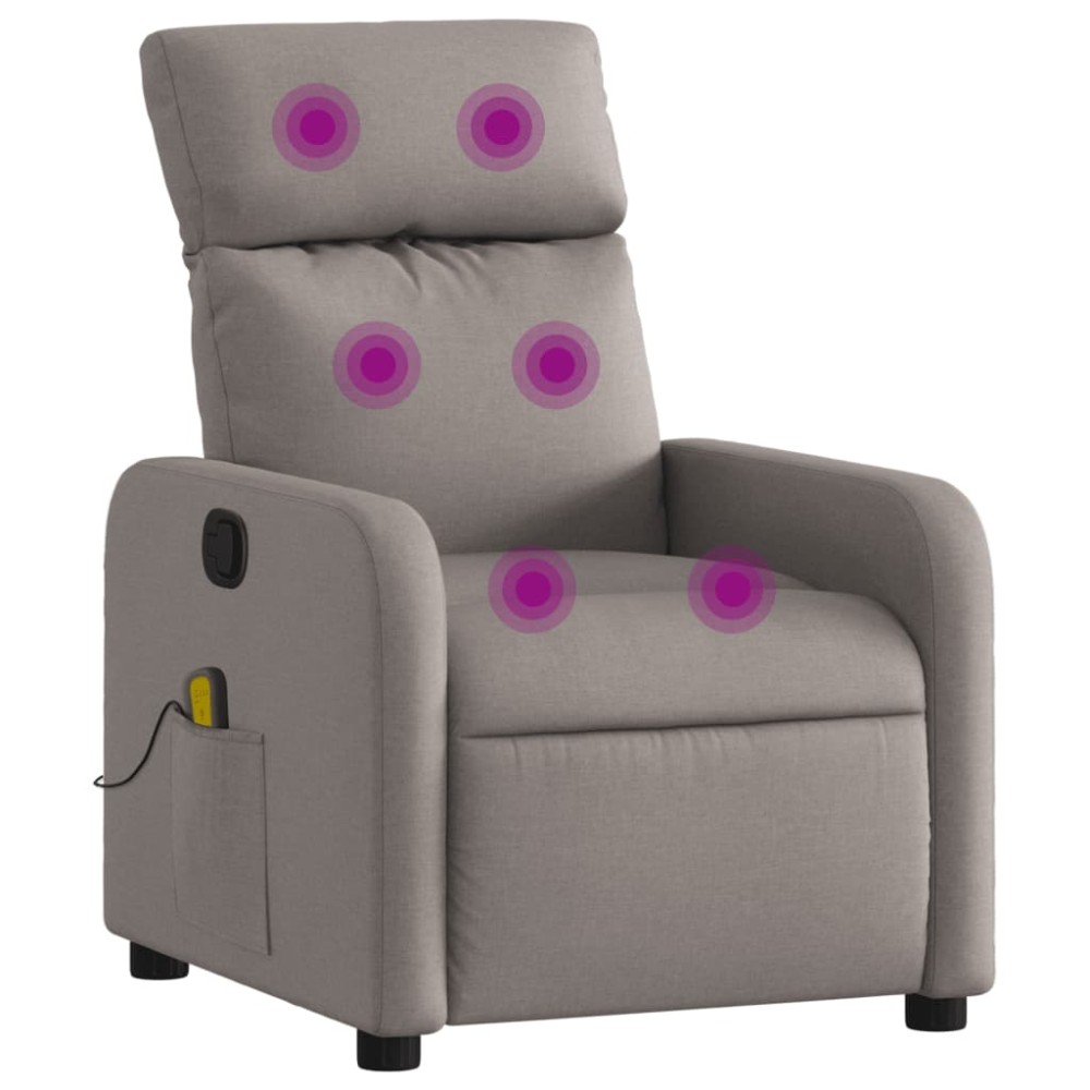 vidaXL Fotoliu de masaj rabatabil, gri taupe, material textil