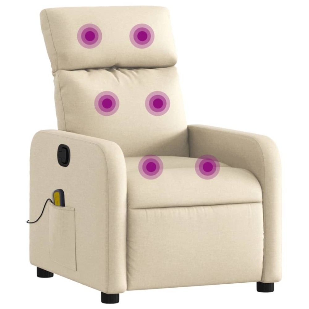 vidaXL Fotoliu rabatabil de masaj, crem, material textil