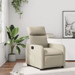 vidaXL Fotoliu rabatabil, crem, piele ecologică