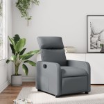 vidaXL Fotoliu rabatabil, gri, piele ecologică