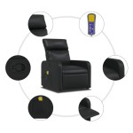 vidaXL Fotoliu rabatabil cu masaj, negru, piele ecologică
