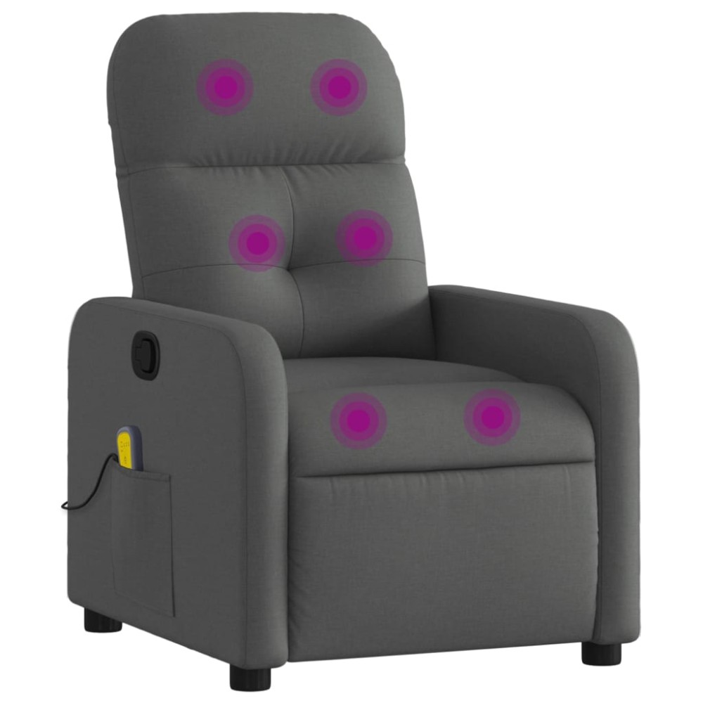 vidaXL Fotoliu de masaj rabatabil, gri închis, material textil