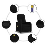 vidaXL Fotoliu de masaj rabatabil, negru, material textil