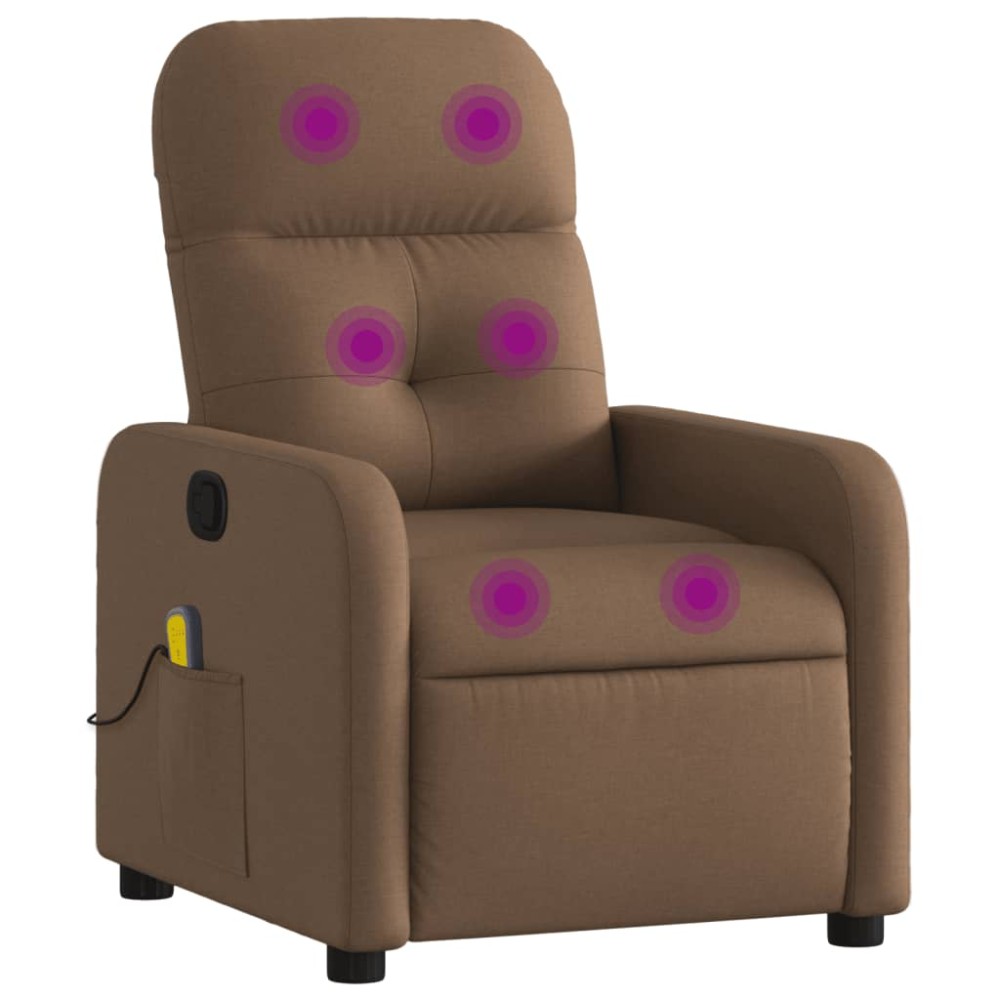 vidaXL Fotoliu de masaj rabatabil, maro, material textil