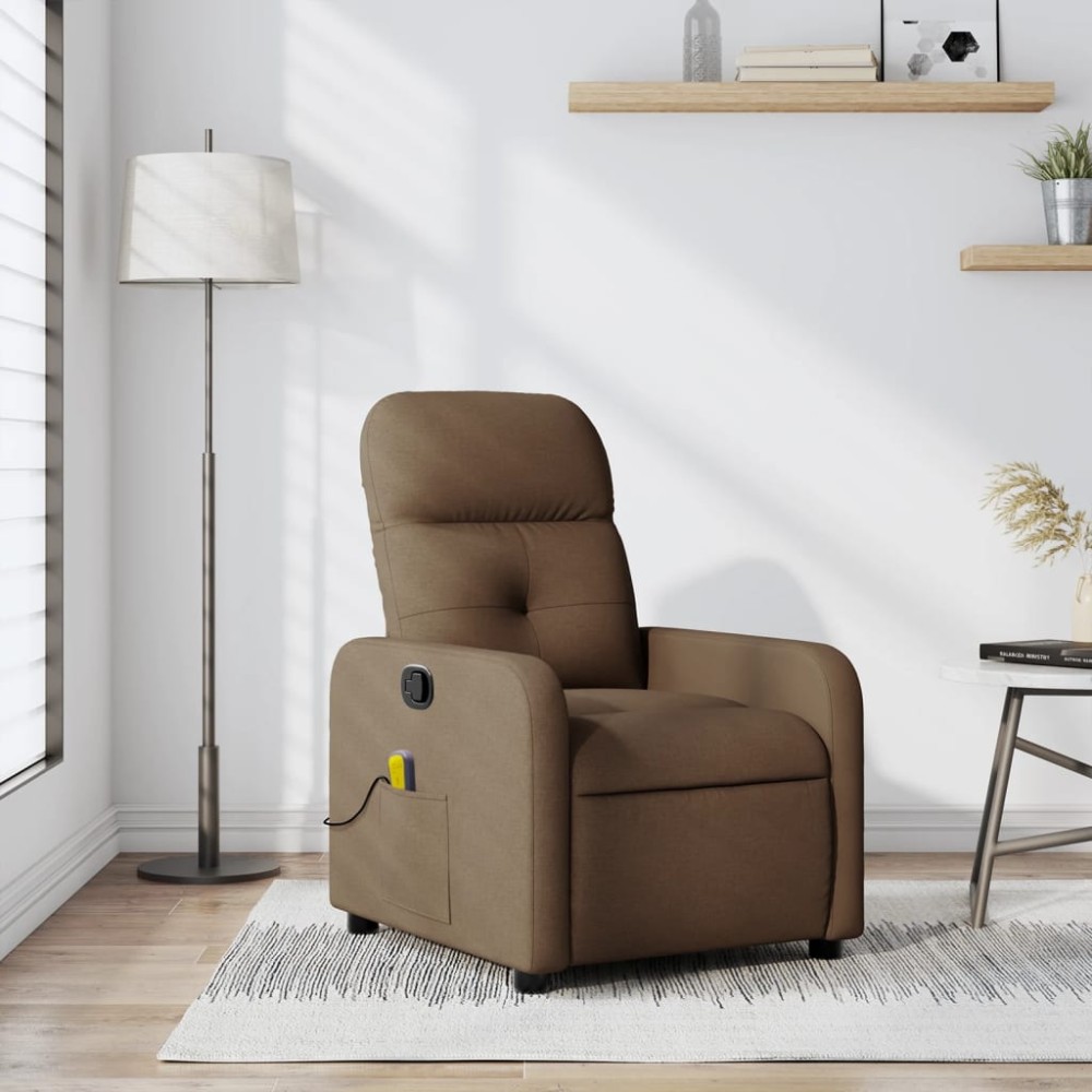 vidaXL Fotoliu de masaj rabatabil, maro, material textil