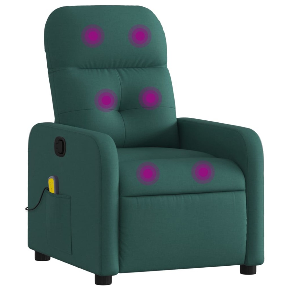 vidaXL Fotoliu de masaj rabatabil, verde închis, material textil