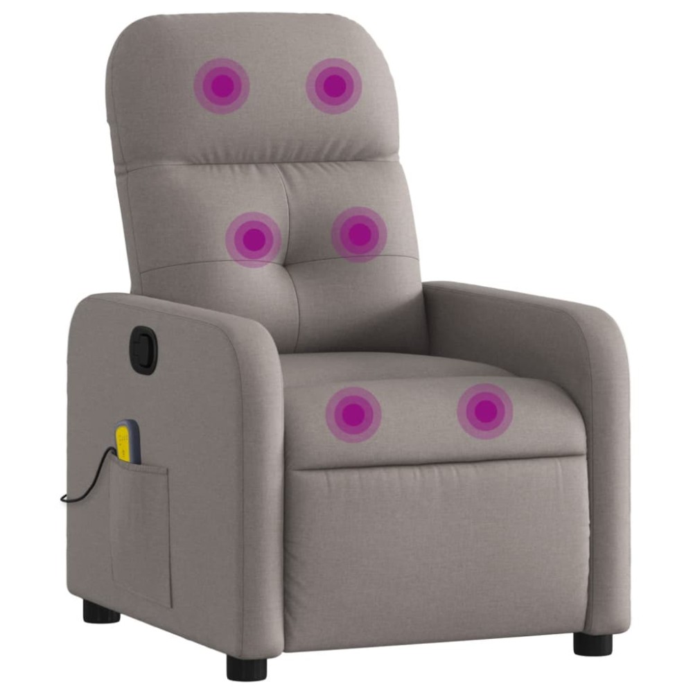 vidaXL Fotoliu de masaj rabatabil, gri taupe, material textil