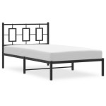 vidaXL Cadru de pat din metal cu tăblie, negru, 100x200 cm