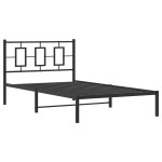 vidaXL Cadru de pat din metal cu tăblie, negru, 107x203 cm
