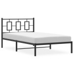 vidaXL Cadru de pat din metal cu tăblie, negru, 107x203 cm
