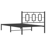 vidaXL Cadru de pat din metal cu tăblie, negru, 107x203 cm