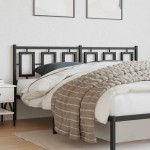 vidaXL Tăblie de pat metalică, negru, 180 cm