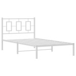 vidaXL Cadru de pat din metal cu tăblie, alb, 100x200 cm