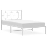 vidaXL Cadru de pat din metal cu tăblie, alb, 100x200 cm