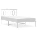 vidaXL Cadru de pat din metal cu tăblie, alb, 107x203 cm