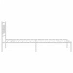 vidaXL Cadru de pat din metal cu tăblie, alb, 107x203 cm