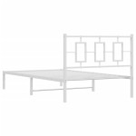 vidaXL Cadru de pat din metal cu tăblie, alb, 107x203 cm