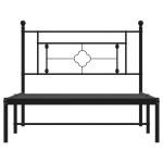 vidaXL Cadru de pat din metal cu tăblie, negru, 107x203 cm