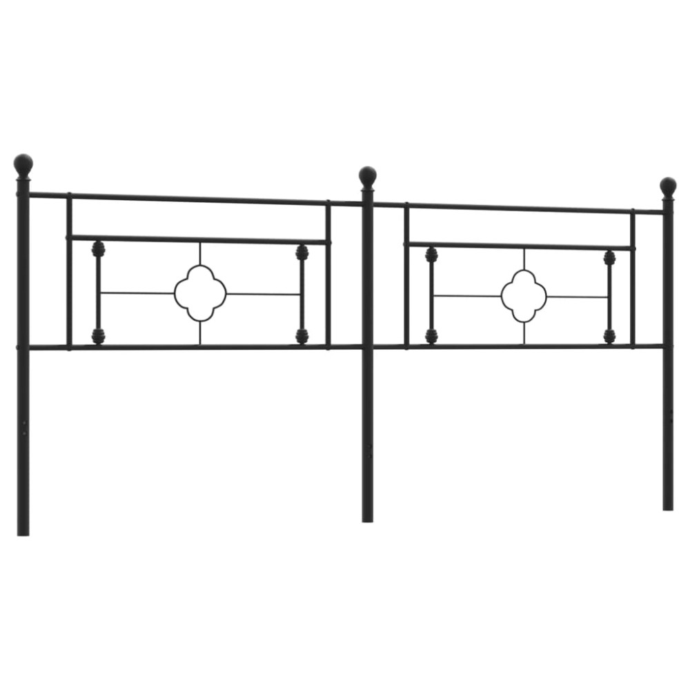 vidaXL Tăblie de pat metalică, negru, 200 cm