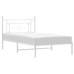 vidaXL Cadru de pat din metal cu tăblie, alb, 107x203 cm