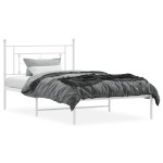 vidaXL Cadru de pat din metal cu tăblie, alb, 107x203 cm