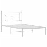 vidaXL Cadru de pat din metal cu tăblie, alb, 107x203 cm