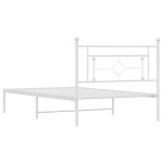 vidaXL Cadru de pat din metal cu tăblie, alb, 107x203 cm