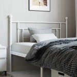vidaXL Tăblie de pat metalică, alb, 107 cm