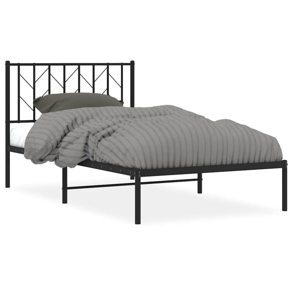 vidaXL Cadru de pat din metal cu tăblie, negru, 100x200 cm