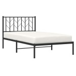 vidaXL Cadru de pat din metal cu tăblie, negru, 100x200 cm