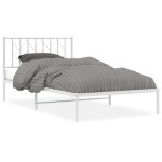 vidaXL Cadru de pat din metal cu tăblie, alb, 107x203 cm