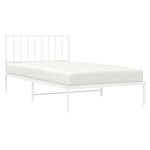vidaXL Cadru de pat din metal cu tăblie, alb, 107x203 cm