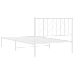 vidaXL Cadru de pat din metal cu tăblie, alb, 107x203 cm