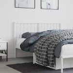 vidaXL Tăblie de pat metalică, alb, 140 cm