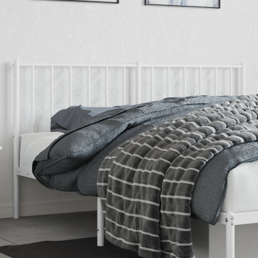 vidaXL Tăblie de pat metalică, alb, 160 cm