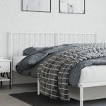 vidaXL Tăblie de pat metalică, alb, 180 cm
