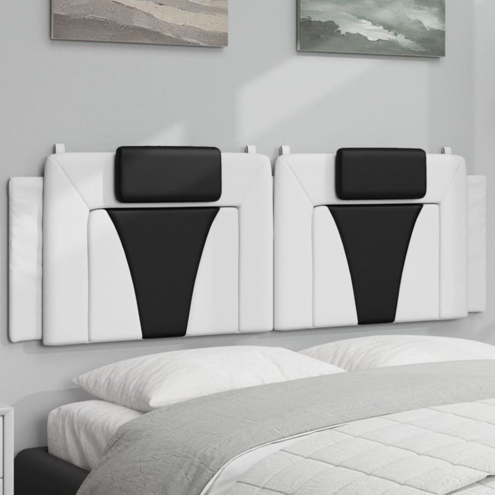 vidaXL Pernă pentru tăblie pat, alb și negru, 160cm, piele artificială