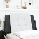vidaXL Pernă pentru tăblie pat, alb și negru, 80 cm, piele artificială vidaXL Pernă pentru tăblie pat, alb și negru, 80 cm, piele artificială