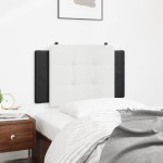 vidaXL Pernă pentru tăblie pat, alb și negru, 80 cm, piele artificială vidaXL Pernă pentru tăblie pat, alb și negru, 80 cm, piele artificială