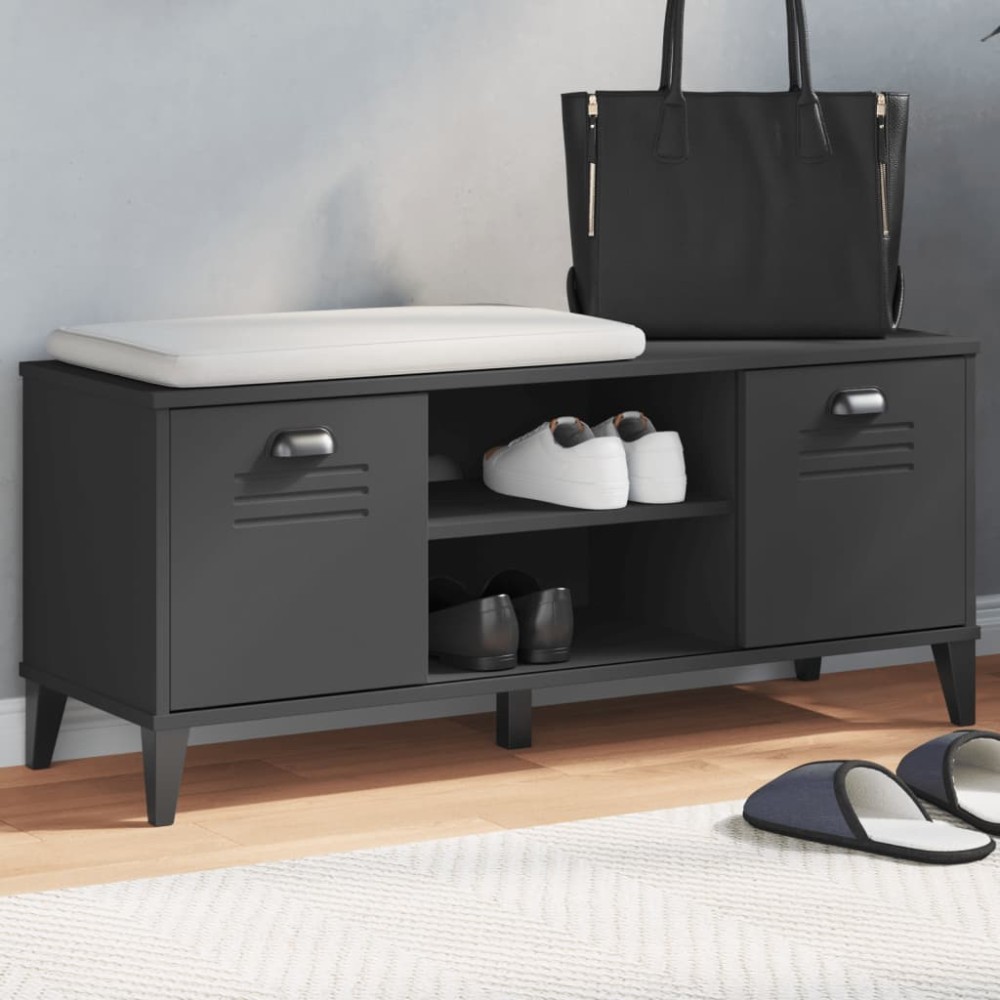 vidaXL Bancă de pantofi „VIKEN”, negru, 106x35x45 cm, lemn prelucrat