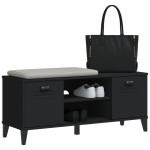 vidaXL Bancă de pantofi „VIKEN”, negru, 106x35x45 cm, lemn prelucrat vidaXL Bancă de pantofi „VIKEN”, negru, 106x35x45 cm, lemn prelucrat
