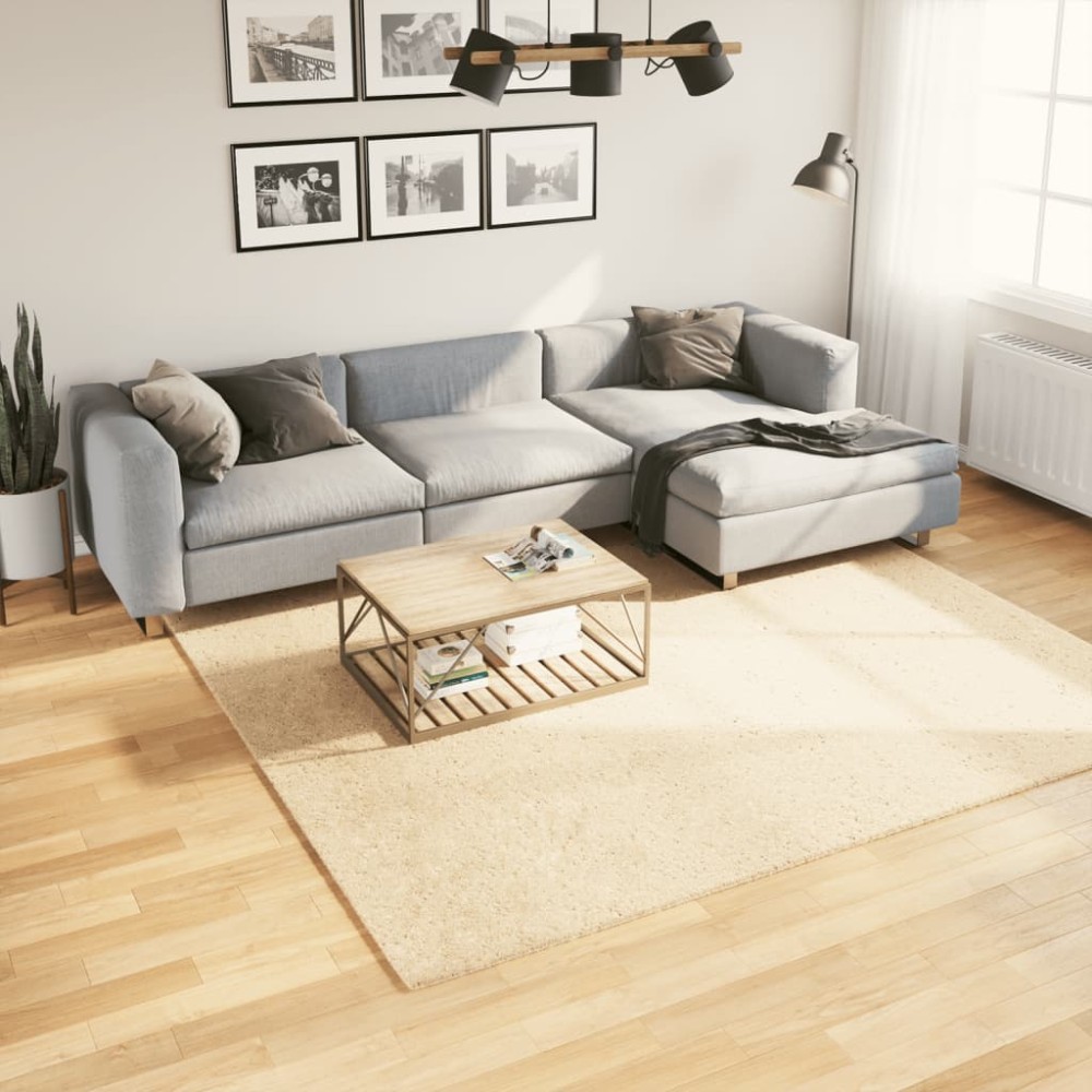 vidaXL Covor HUARTE, fir scurt, moale și lavabil, crem, 240x240 cm